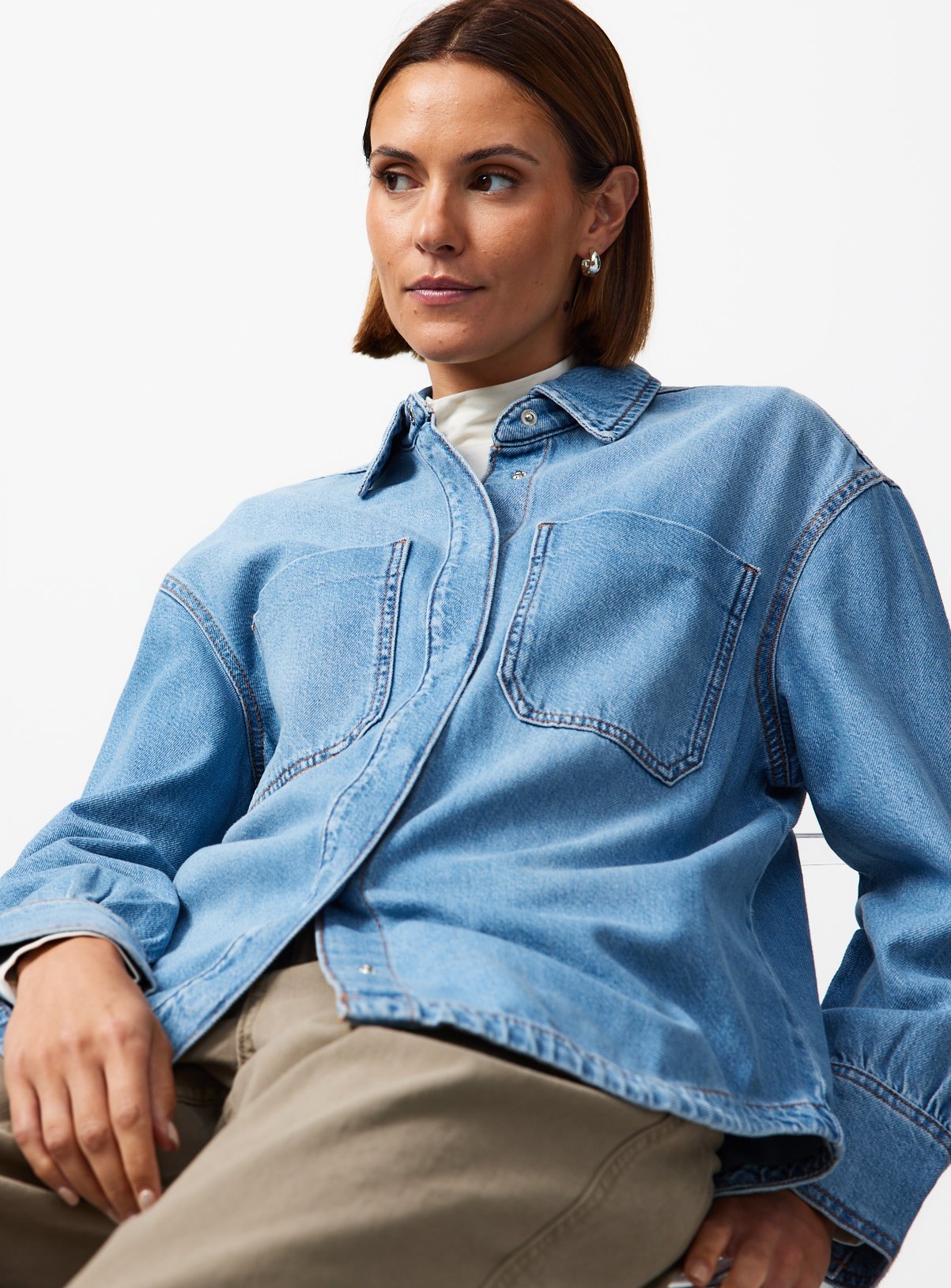 Mid Wash Denim Relaxed Shirt 20 - Image 1 thumbnail